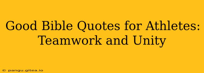 Good Bible Quotes for Athletes:  Teamwork and Unity