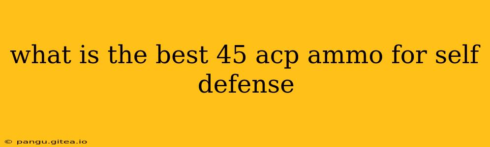 what is the best 45 acp ammo for self defense